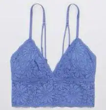 Aerie Lace Padded Longline Bralette Baja Blue Bra NWT Large