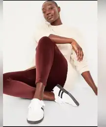 High Rise Velvet Skinny Leggings Ankle Pant Maroon/Burgandy XXL