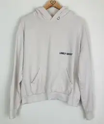 Lonely Ghost off white cream logo hoodie sweatshirt. Medium.