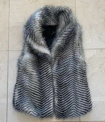 Jack Black/White Zebra Like Fur Vest Sz Small