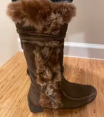 Colin Stuart Fur Side Zip Boots With Faux Fur Trim Sz 7.5.