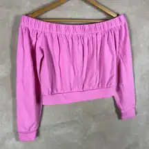 Material Girl Juniors Pink Off The Shoulder Cropped Sweatshirt NWT SMALL