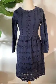 Roolee  | Navy Blue Lace Long Sleeve Dress