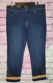 LAUREN RALPH LAUREN CLASSIC STRAIGHT ANKLE WITH GOLD EMBROIDERY ACCENTS 12 NWT