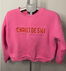 J. Crew Chalet De Ski Sweatshirt Women's‎ Size S Pink Crewneck Pullover B17