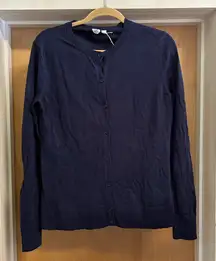 GAP Cotton Navy Button Down Light Weight Cardigan - size L