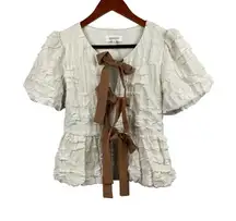 Idem Ditto Textured Romantic Bow Tie Blouse Los Angeles Design