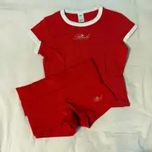 Frankie's Bikinis Brooklyn red shirt and shorts Set