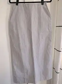 Classic Seersucker Pin Striped Gray & White Pencil Skirt David Brooks Sz 8