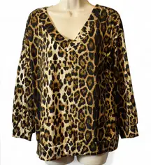 Leopard V Neck Buckle Top‎