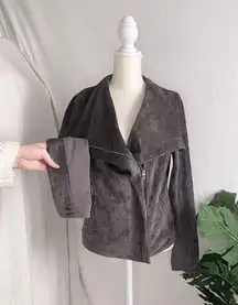 Grey Velvet Zip Up Bomber Jacket