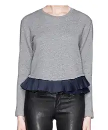 J. Crew Gray Ruffled Long Sleeve Sweatshirt