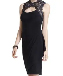 black & silver lace cocktail sheath dress