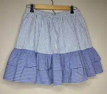J. Crew White Lagoon Striped Ruffled Skirt Size 4‎