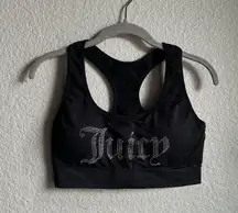 Juicy Couture Black Rhinestone Logo Racerback Sports Bling Bra