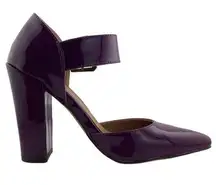 Michael Antonio Size 6.5 Purple Patent Leather Block Heel Pump Ankle Strap