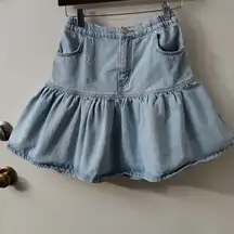 Topshop Rara Ruffle Hem Denim Skirt US 6 Y2K