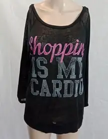 Chin Up Women Tops Medium Black sheer 3/4 sleeve