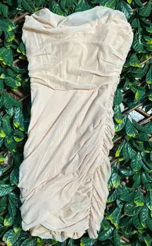 Oh Polly Cream Strapless Corset Bodycon BRIDAL Mini Dress Size 6 NWT