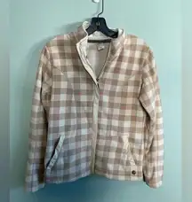 BURTON Women's MOBILIZER Zip-Up Fleece Ant Ivory Gingham Small Snowboard Winter