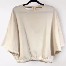 Madewell XS Cream Batwing Top Waffle Knit Cotton Tied Back Softgirl Coastal Cute
