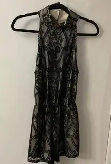 Black Lace Sleeveless Romper Size L