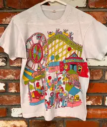 Vintage 80s single stitch carnival t-shirt Size Small