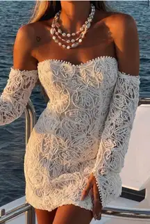 12th Tribe White Lace Long Sleeve Dress Size medium