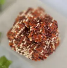 Tweed Fabric Flower Brooch Pin