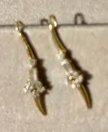14K Gold Real Diamonds The Ear Pin Earrings Vintage Ear Climbers OROGEM