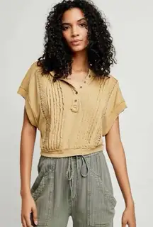We The Free People Roxy Cropped Tee Women Small Golden Palm Western Granolagirl
