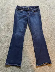 American Eagle Kick Boot Jeans Womens Size 16 Long Stretch Mid Rise Dark Wash