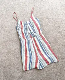 American Eagle Red White Blue Striped Romper 