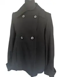 FOREVER ORCHID Wool Blend Pea Coat Black Goth 90s Academic Chic 14/16