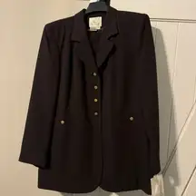 NWT Vintage En Avance Women's Size 14 2 Piece Skirt Suit Brown Gold Buttons