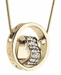 Heart circle Necklace Made with Swarovski Crystals 14 kt Gold Overlay