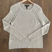 100% Cashmere Long Sleeve Crew Neck Sweater Light Grey Extra Small