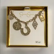 Jessica Simpson nwt Gold and Silver Bohemian good luck Necklace horseshoe heart