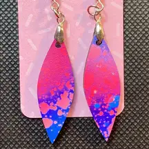 Multi-Colored Paint Splatter Ombré Dangle Pierced Earrings