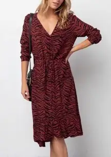 RAILS Jade Rust Tiger Stripe Hi-Low Button Front Midi Dress Women’s XS NWT