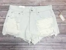 Agolde Parker Vintage Cut Off Distressed Button Fly Blanche White Blue Jean 27