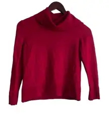 Talbots Women Crop Sweater M Red Merino Wool Cowl‎ Neck Classic Capsule Minimal