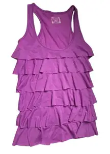 Decree Purple Ruffled Tank Top with Racerback Sz M