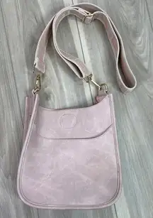 Ahdorned blush pink vegan leather crossbody messenger bag