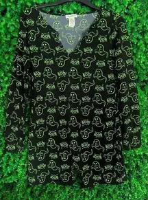 Romper Pajamas Women's Large Black Green Ghost Halloween