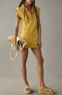 Anthropologie Daily Practice Meru Yellow Sleeveless 1/4 Zip Sweatshirt Dress SM