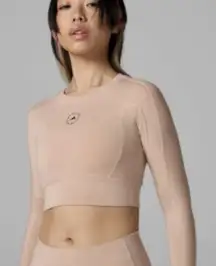 Adidas Stella McCartney Peach True strength cropped long Sleeve Top size M