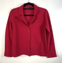 Eileen Fisher Merino‎ Wool Red Easy Unstructured Blazer Sweater Size PS Designer