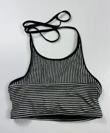 Madewell Striped Halter Top‎ Cropped Swim Top Black White XS