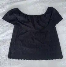 Gianni Bini Black Cold Shoulder Lace Top Shirt Sz Small S‎ Cotton